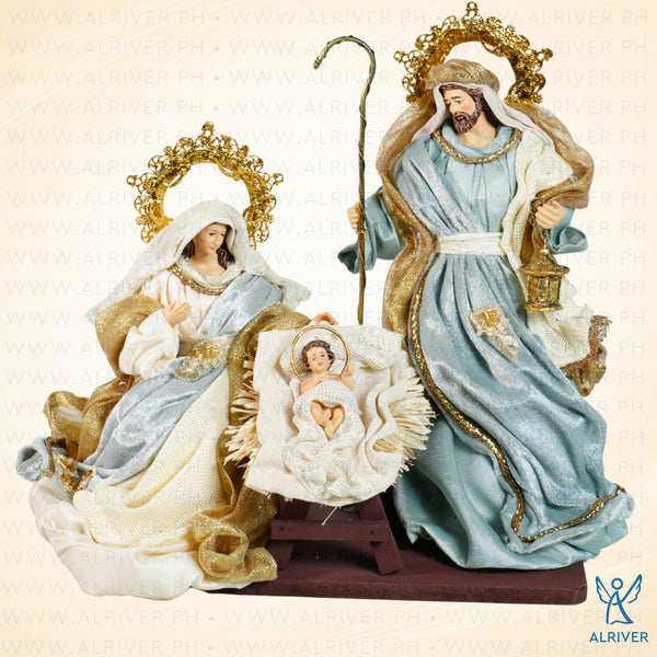 10" Victor Holy Family on Base, Beige Blue