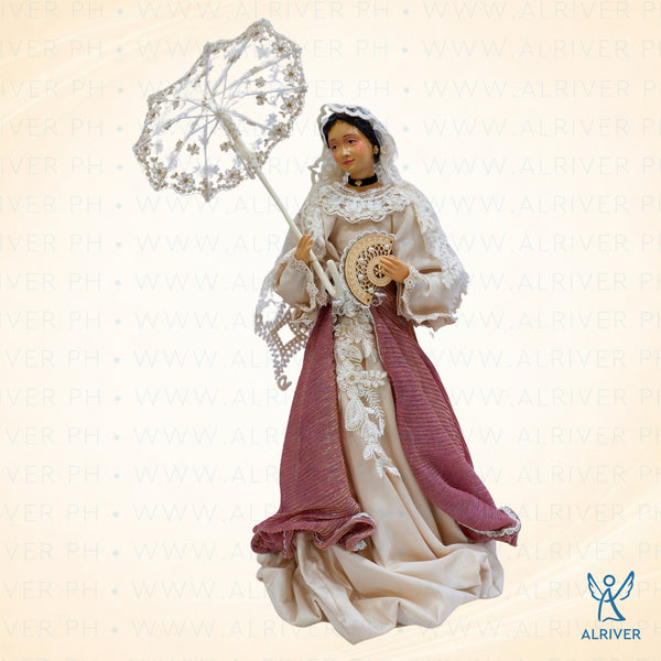 19.5" Filipiniana with Umbrella and Pamaypay, Beige Pink (18"HD)