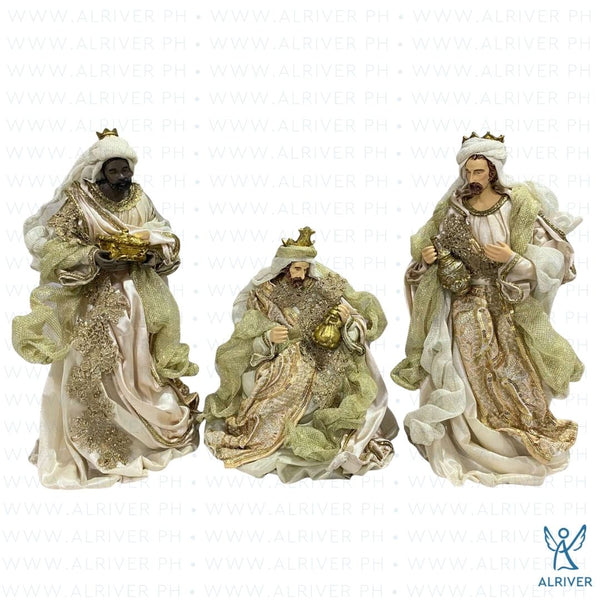 14" Agustus Three Kings Set, Beige Gold
