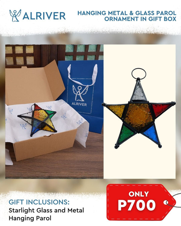 Hanging Metal & Glass Parol Ornament in gift box