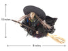 Hanging Witch holding Broomstick Ornament Halloween Decor