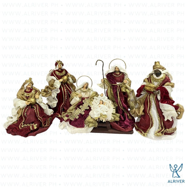 10" Reiner Nativity Set (Holy Family on Base), Burgundy
