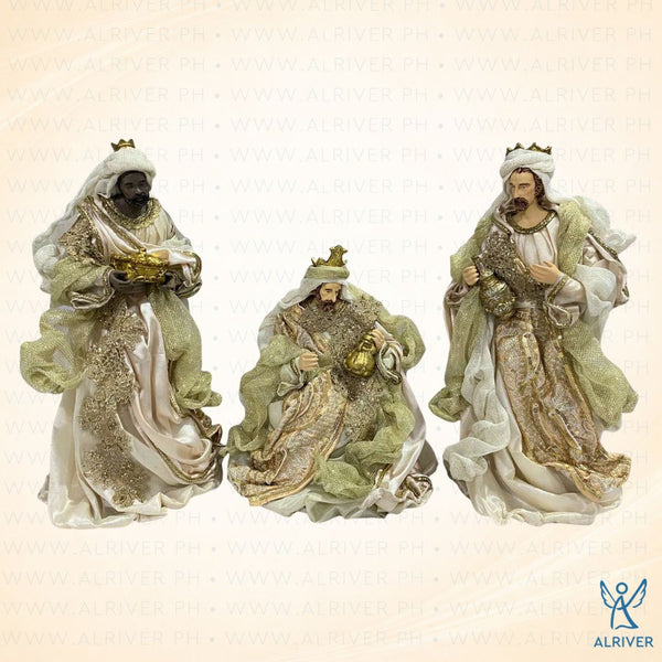 14" Agustus Three Kings Set, Beige Gold