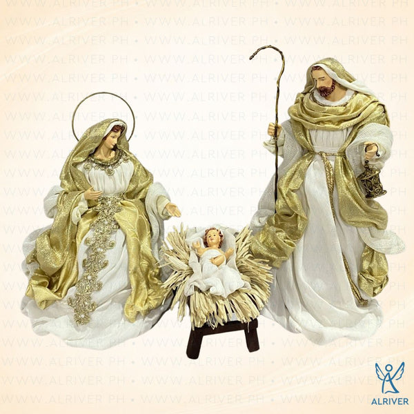 14" Alex Holy Family (Set of 3), Beige Gold