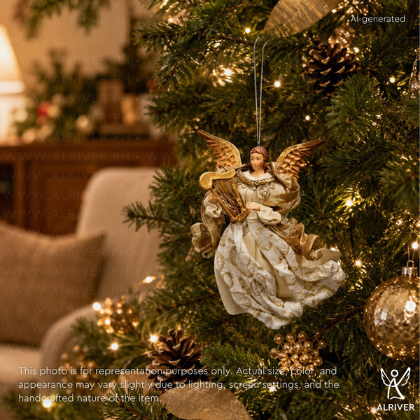 5" Almira Flying Angel Ornament, White