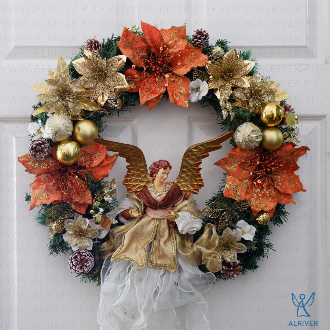 Amandra Floral Wreath with Angel (Medium 21