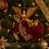 10" Andrea Flying Angel with Lyre, Burgundy