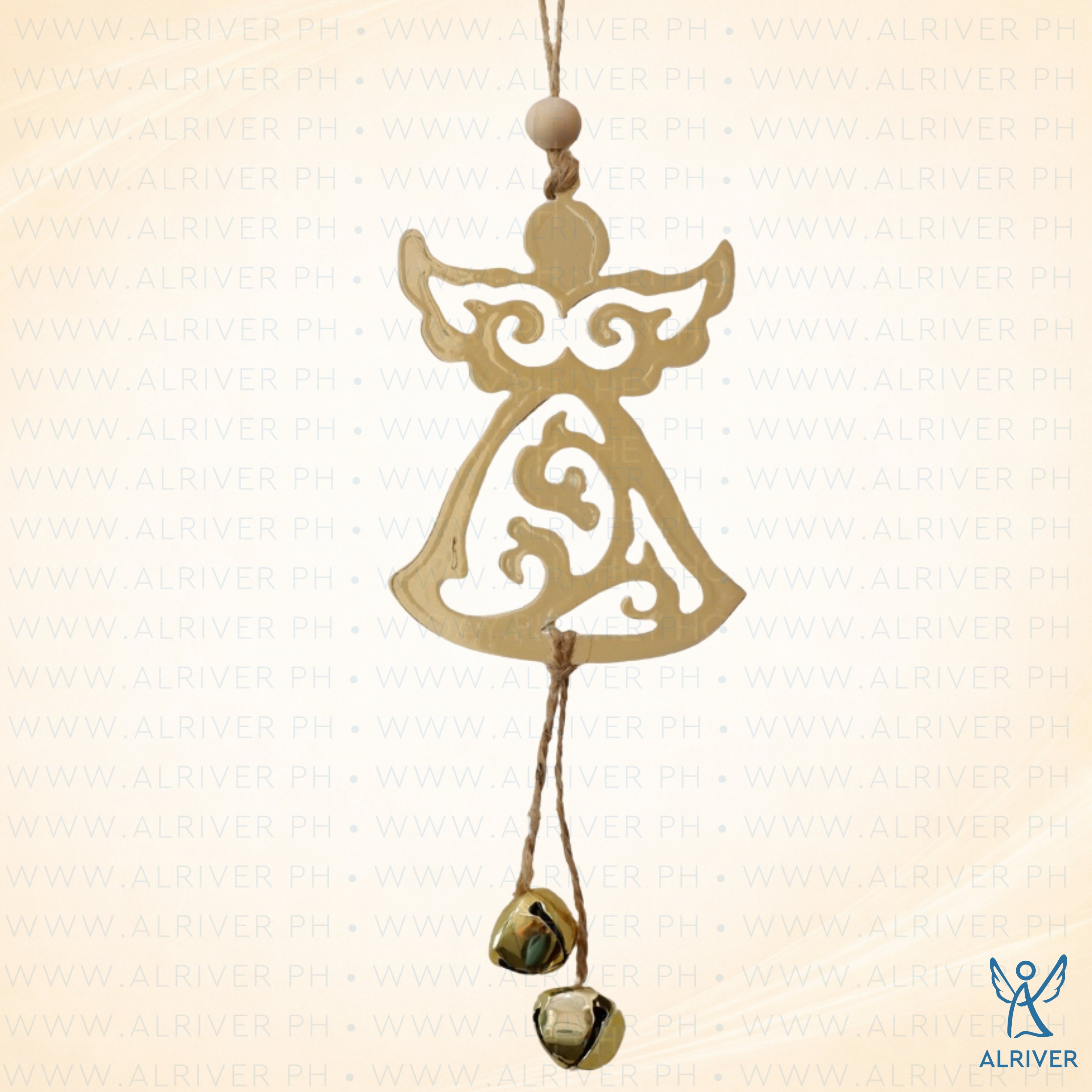 Angelique Metal Angel with Bell Dangle Ornament