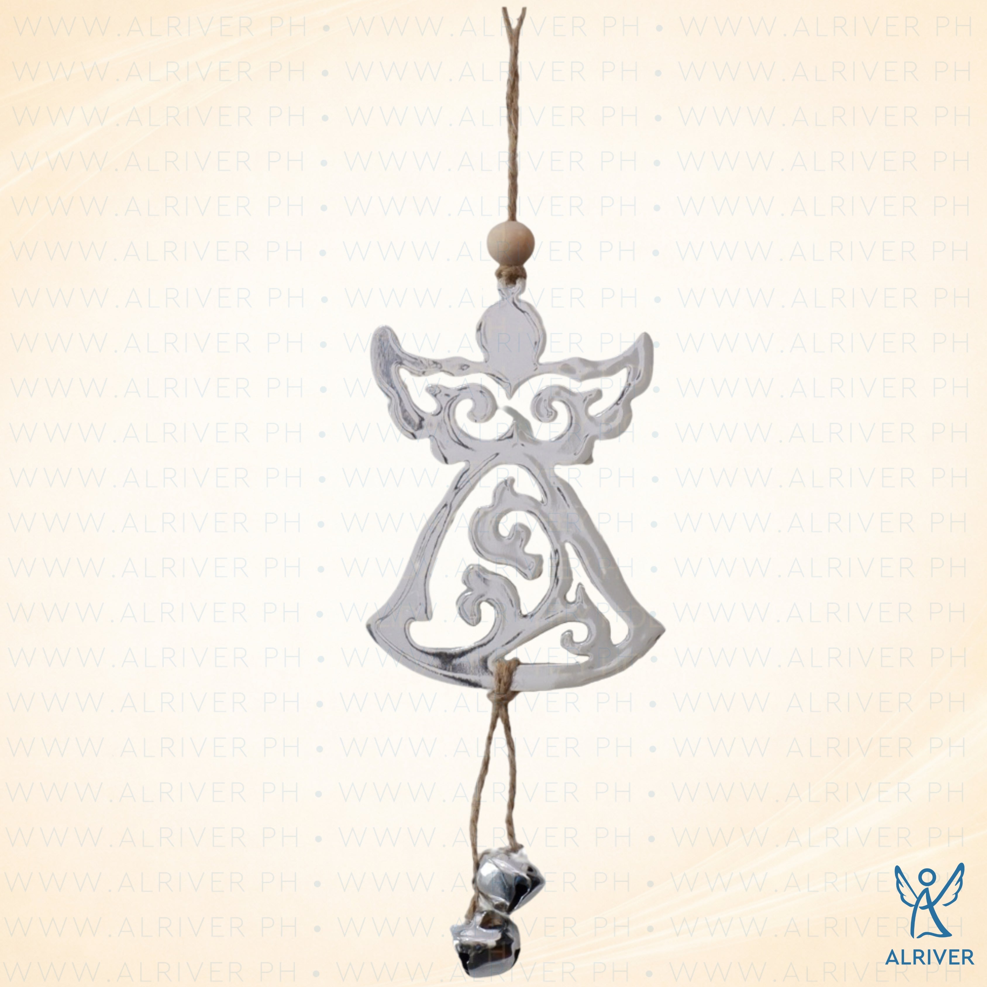 Angelique Metal Angel with Bell Dangle Ornament
