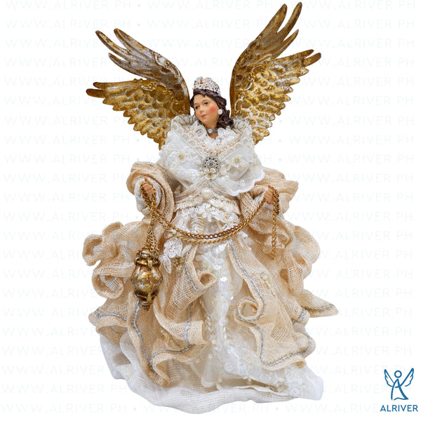 12" Cerina Sinamay Angel, Beige Natural