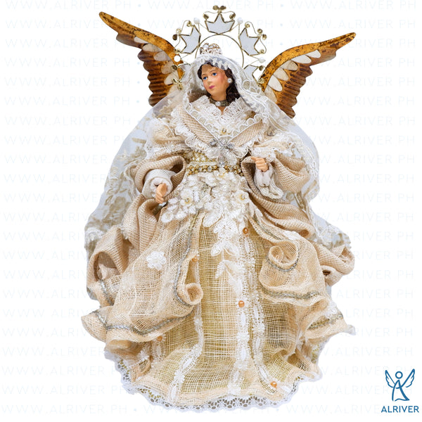 12" Cerina Sinamay Angel with Capiz Halo, Beige Natural