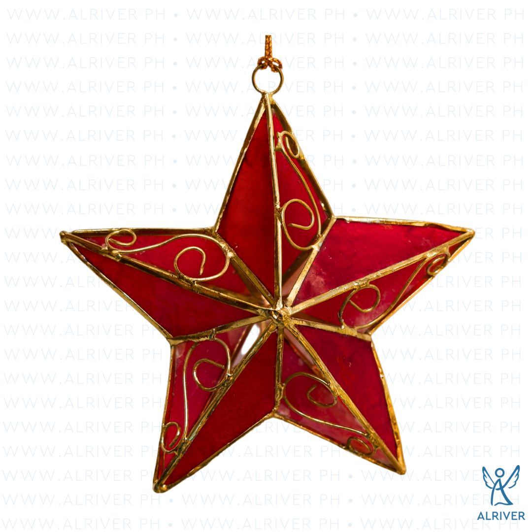 Red Star Capiz Ornament