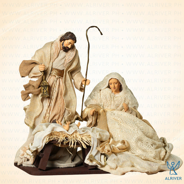 14" Mayumi Holy Family on Base, Beige Natural