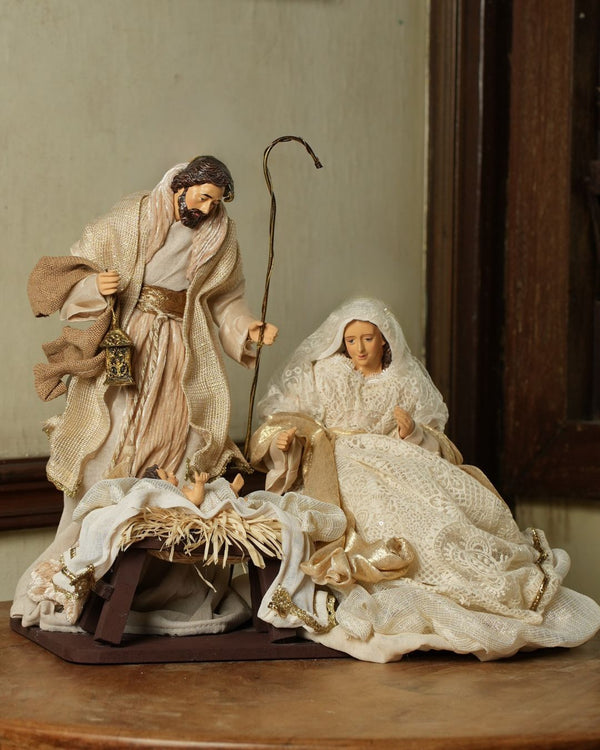 14" Mayumi Holy Family on Base, Beige