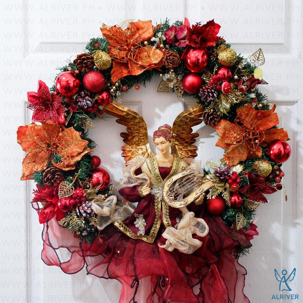 Celia Floral Wreath with Angel (Large 24" dia)