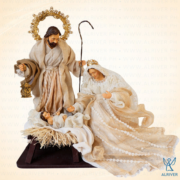 14" Celina Sinamay Holy Family on Base, Beige