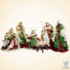 14" Christmas Bright Nativity Set, Beige, Burgundy Green