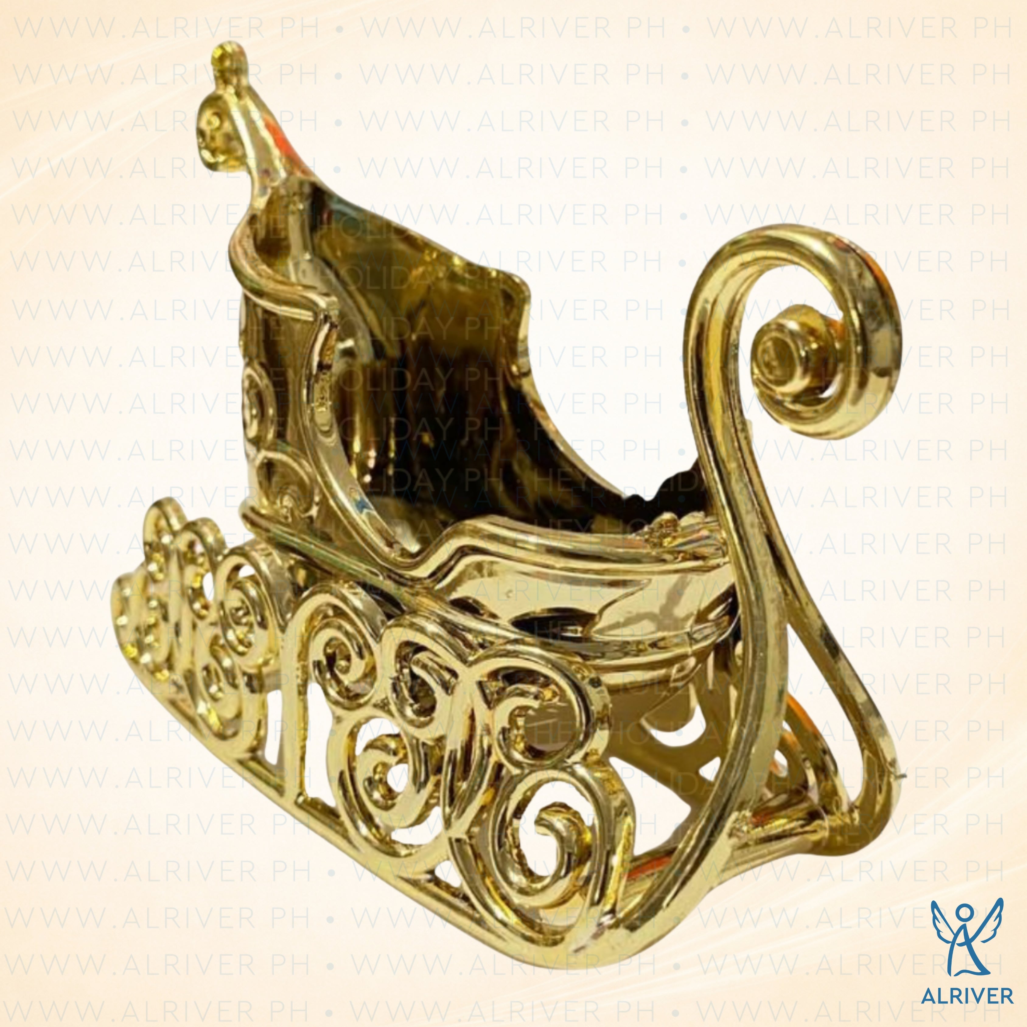 Claus Hanging Whimsical Sleigh Ornament, Gold