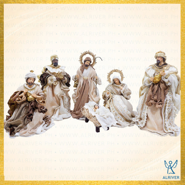 '14" Crisanta Nativity Set, Beige Gold