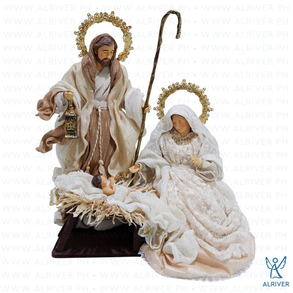 18" Serena Holy Family on base, Beige Natural