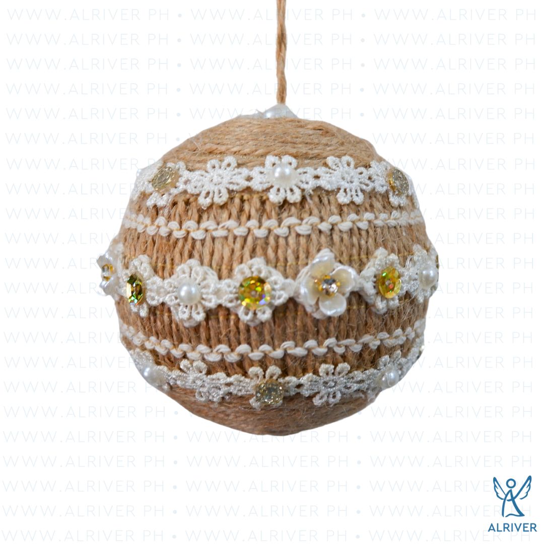 8.5 cm dia Diwa Hanging Ball Ornament with Flower