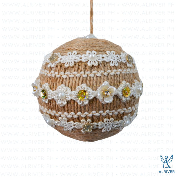 8.5 cm dia Diwa Hanging Ball Ornament with Flower