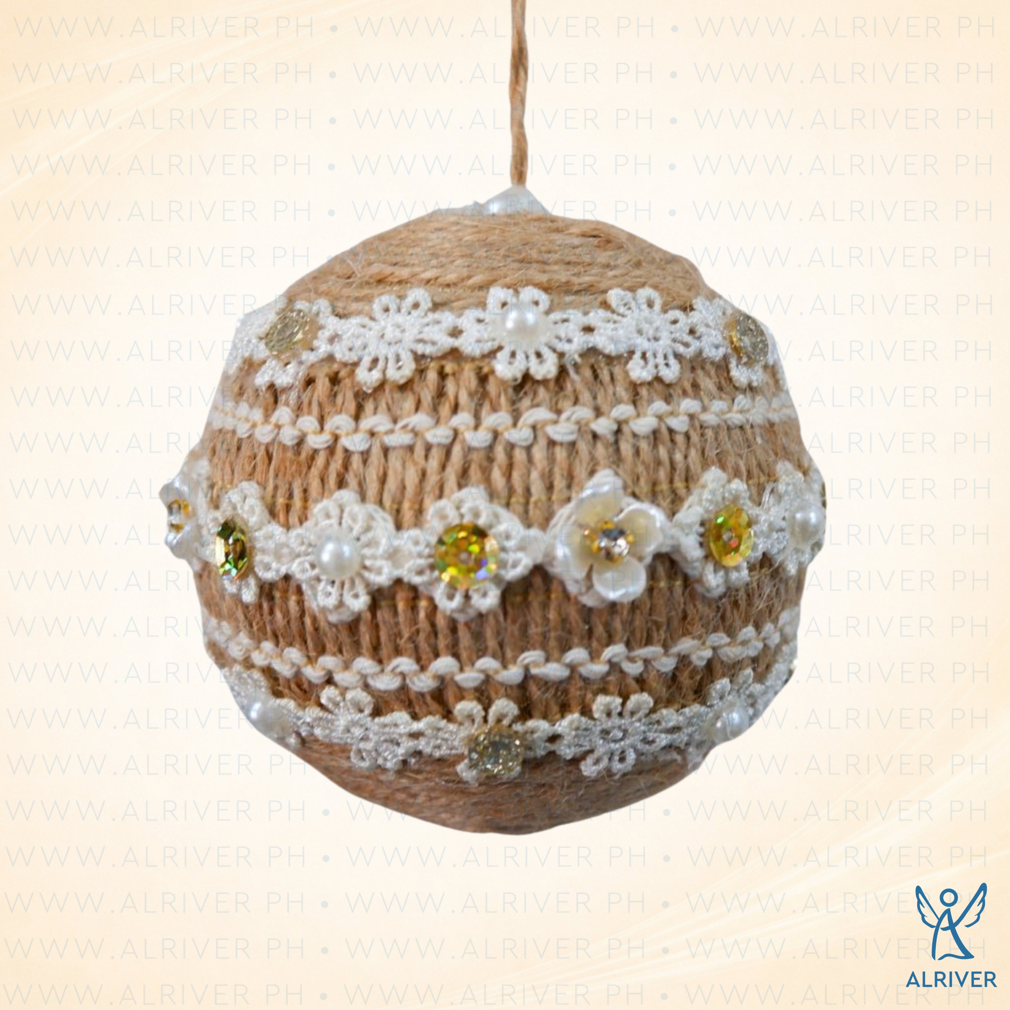 8.5 cm dia Diwa Hanging Ball Ornament with Flower