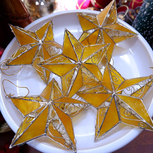 Yellow Star Capiz Ornament