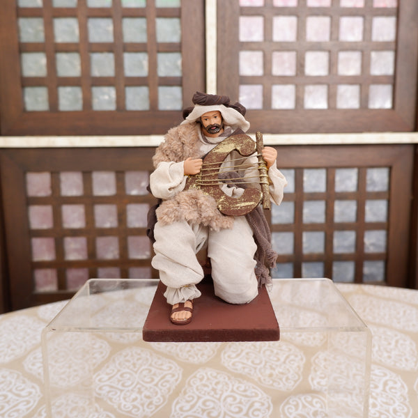 10" Kneeling Shepherd Man with harp