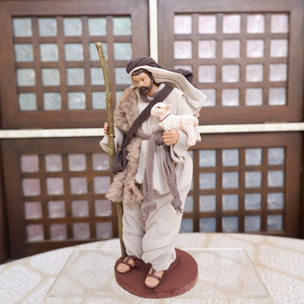 10" Standing Shepherd Man with Sheep