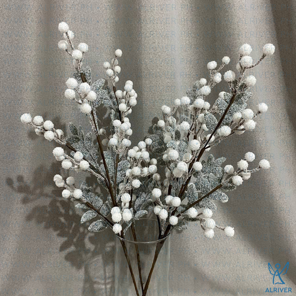 Eira Frosted White Long Stem Berries (Set of 4)