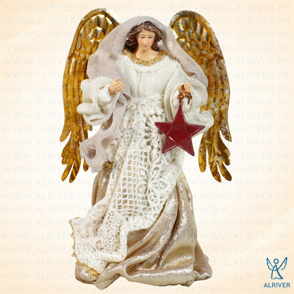 8" Elena Christmas Angel with Resin Red Parol in Gift box