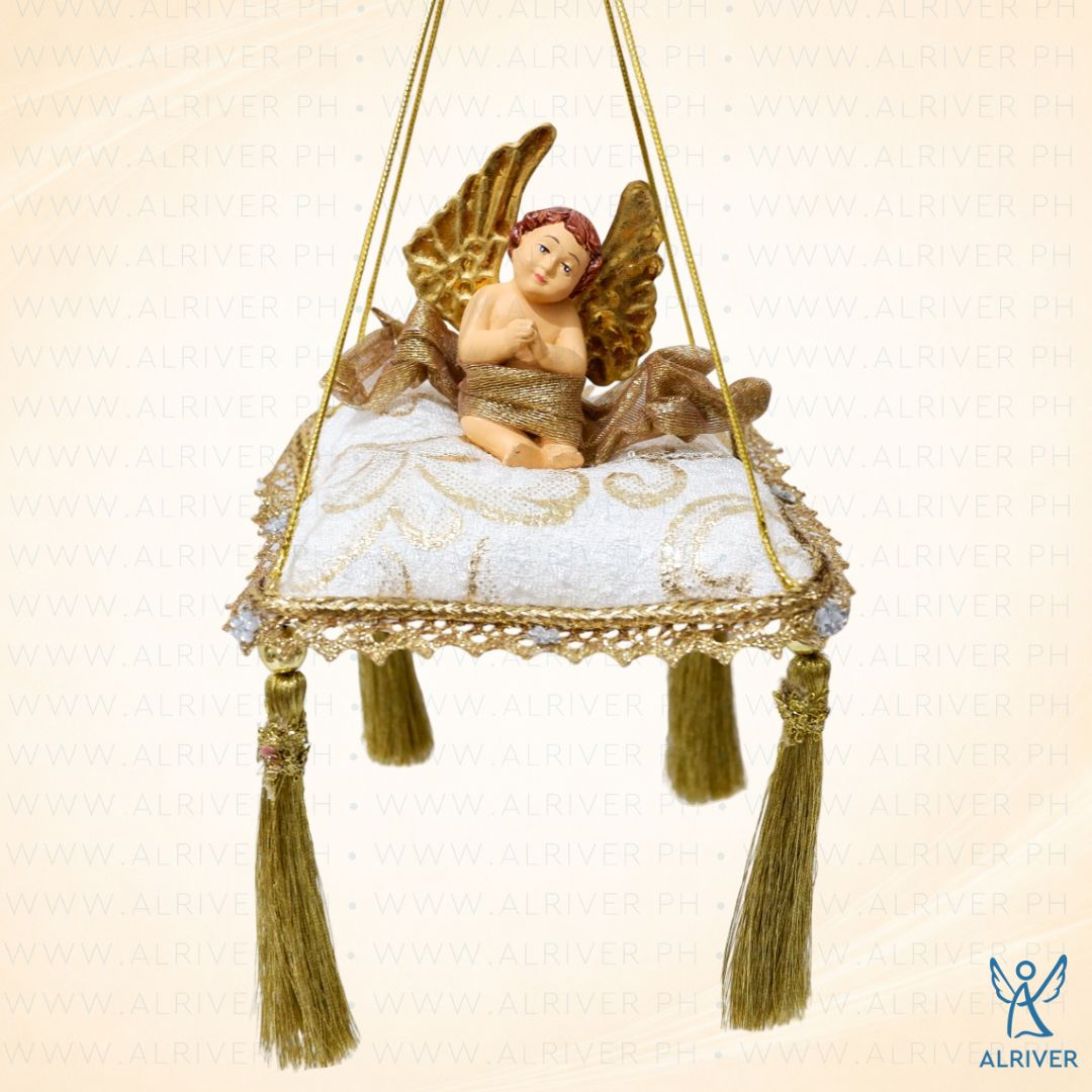 Eloise Cherub Beige Gold Pillow Ornament