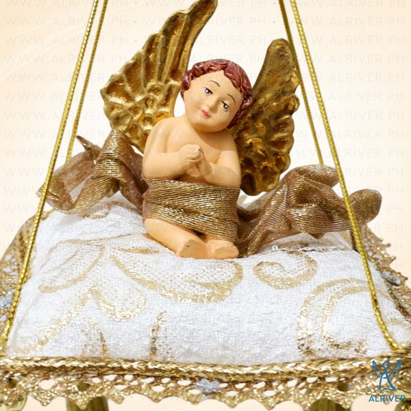 Eloise Cherub Beige Gold Pillow Ornament