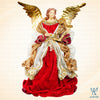 14" Elora Standing Angel with Harp, Beige Burgundy