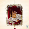 Evie Cherub Burgundy Gold Velvet Pillow Ornament
