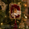 Evie Cherub Burgundy Gold Velvet Pillow Ornament