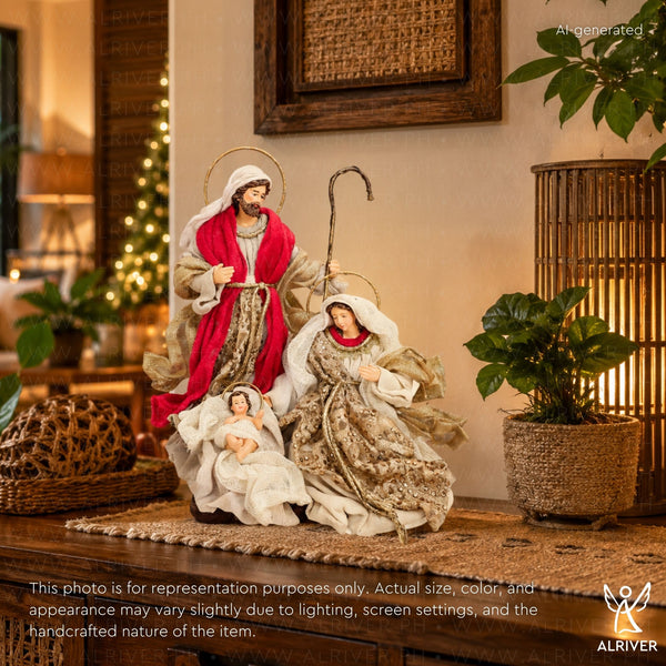 9" Fernando Holy Family on Base, Burgundy Gold (with gift packaging)