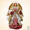 14" Fiorenzia Standing Angel with Harp, Burgundy