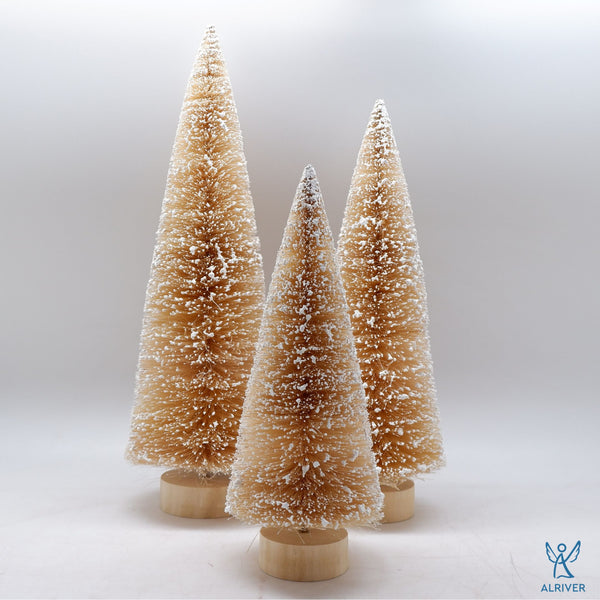 FROSTY TABLE TOP CHRISTMAS TREE (SET OF 3), ABACA WHITE