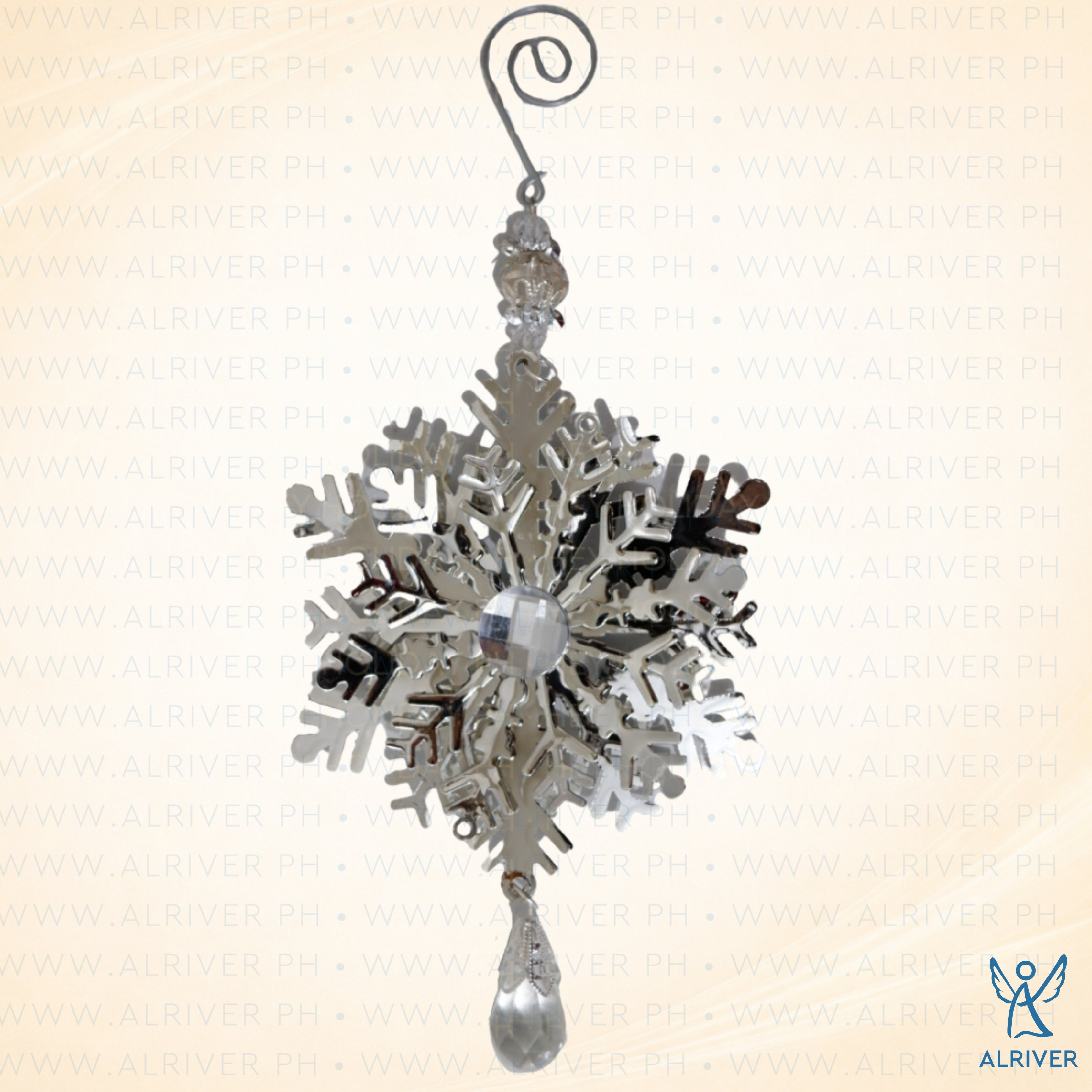 Frosty Metal Snowflakes Ornament, Silver