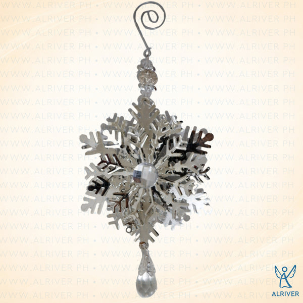 Frosty Metal Snowflakes Ornament, Silver