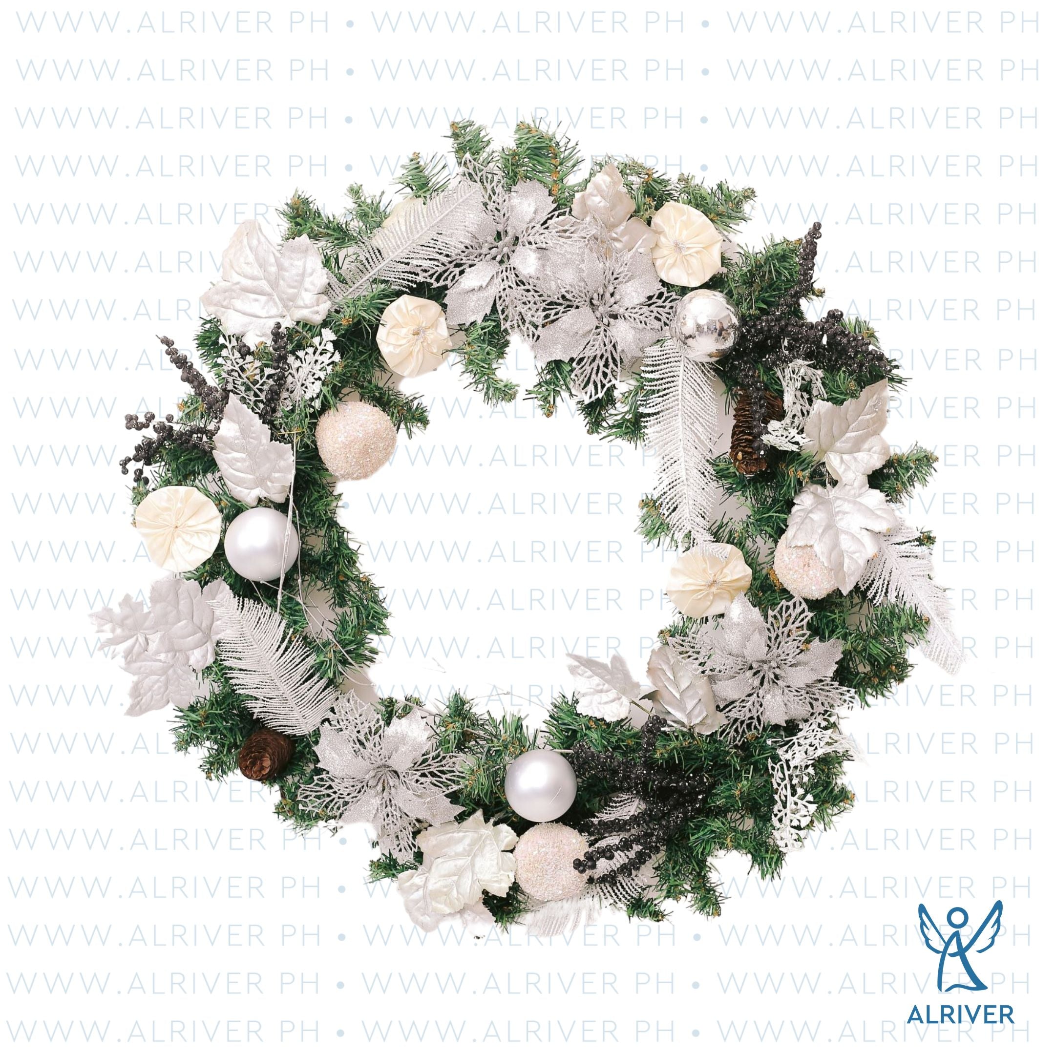 Fiona Floral Wreath with Poinsettia (Large 25