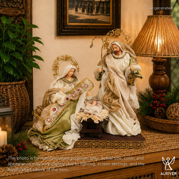 14" Giada Holy Family on Base, Green