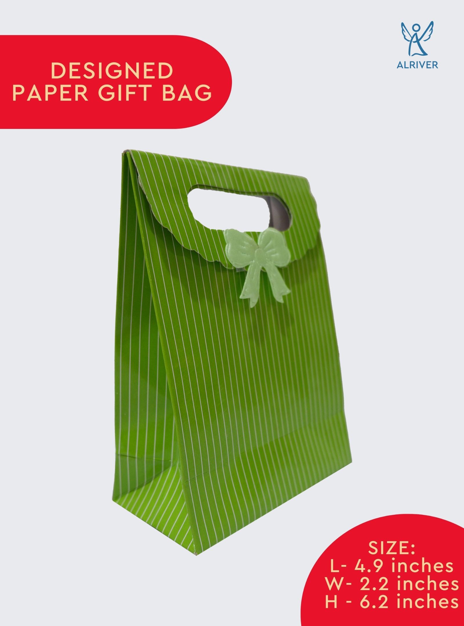 GREEN STRIPES | SMALL PAPER GIFT BAG
