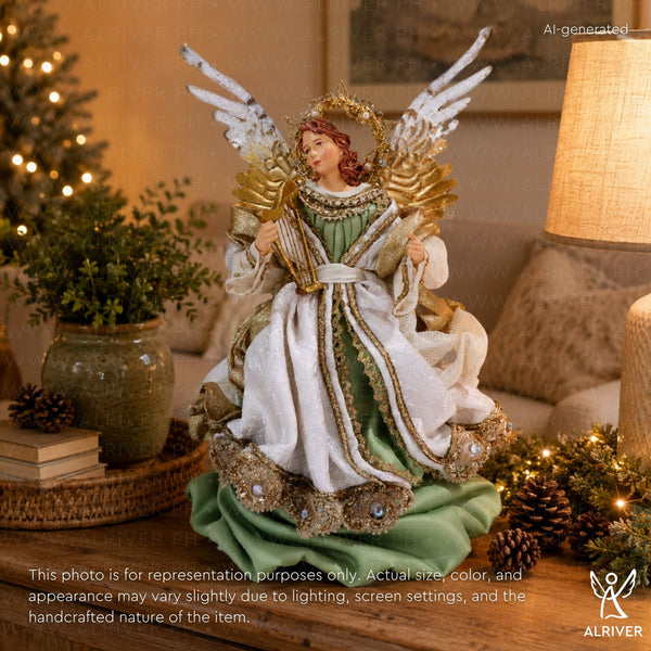 12" Green Elise Standing Angel, Green