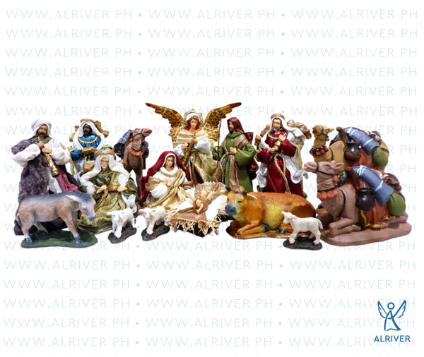 Gideon Nativity Set (7"H) with Shepherd and Angels with Complete Animals Package