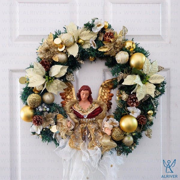 Helena Floral Wreath with Angel (Large 24" dia)