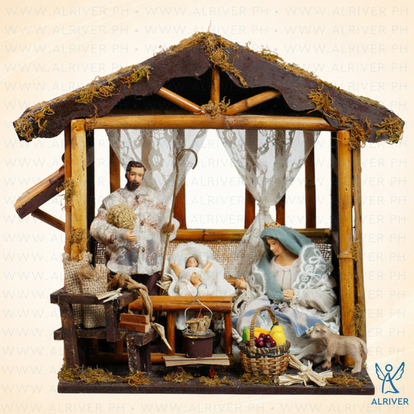 7" Pamana Holy Family Set with Bahay Kubo, Multicolored