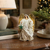8" Isah Light Gold Christmas Angel with Resin Green Parol in Gift Box